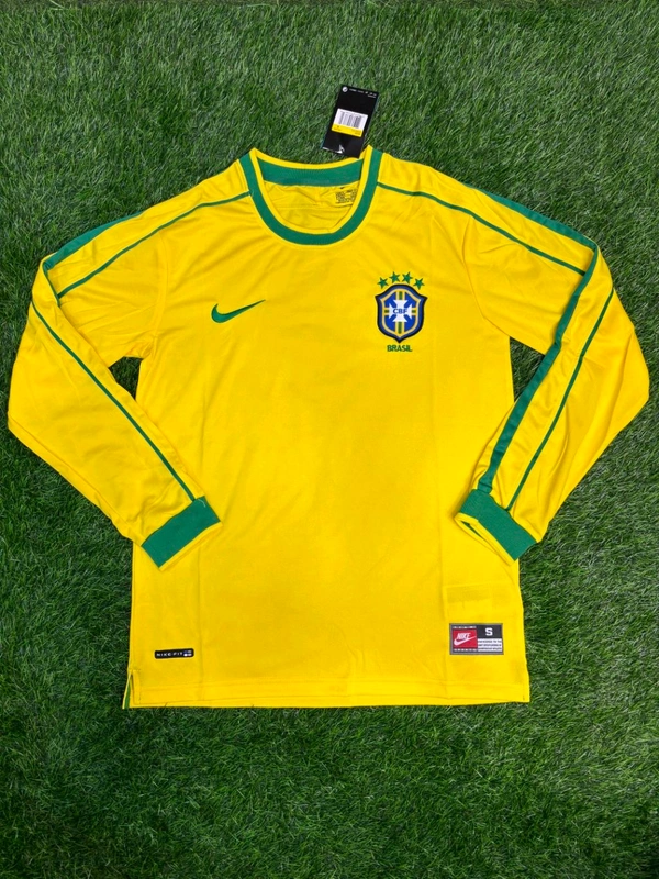 Retro Brazil 1998 World Cup Jersey Full Sleeve - M