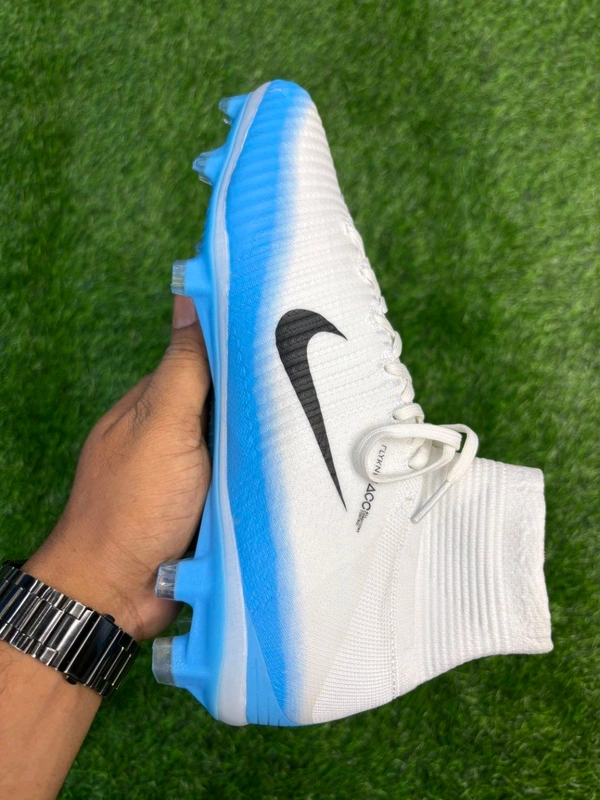 Mercurial Superfly 5 White Sky-blue FG High Top - 6