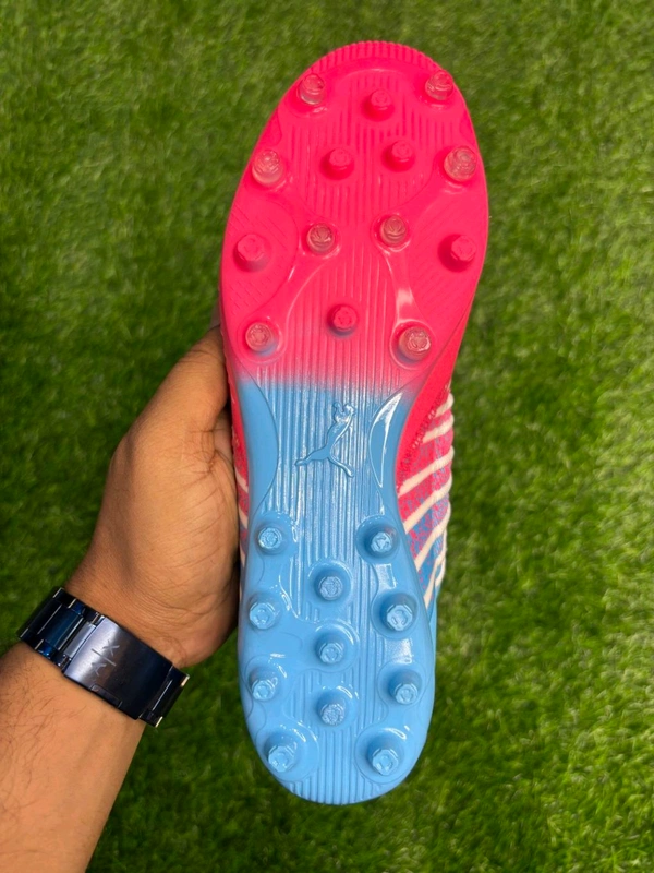 Future Pink And Blue Colour FG+AG Multi Ground Boot With Lace - 7.5