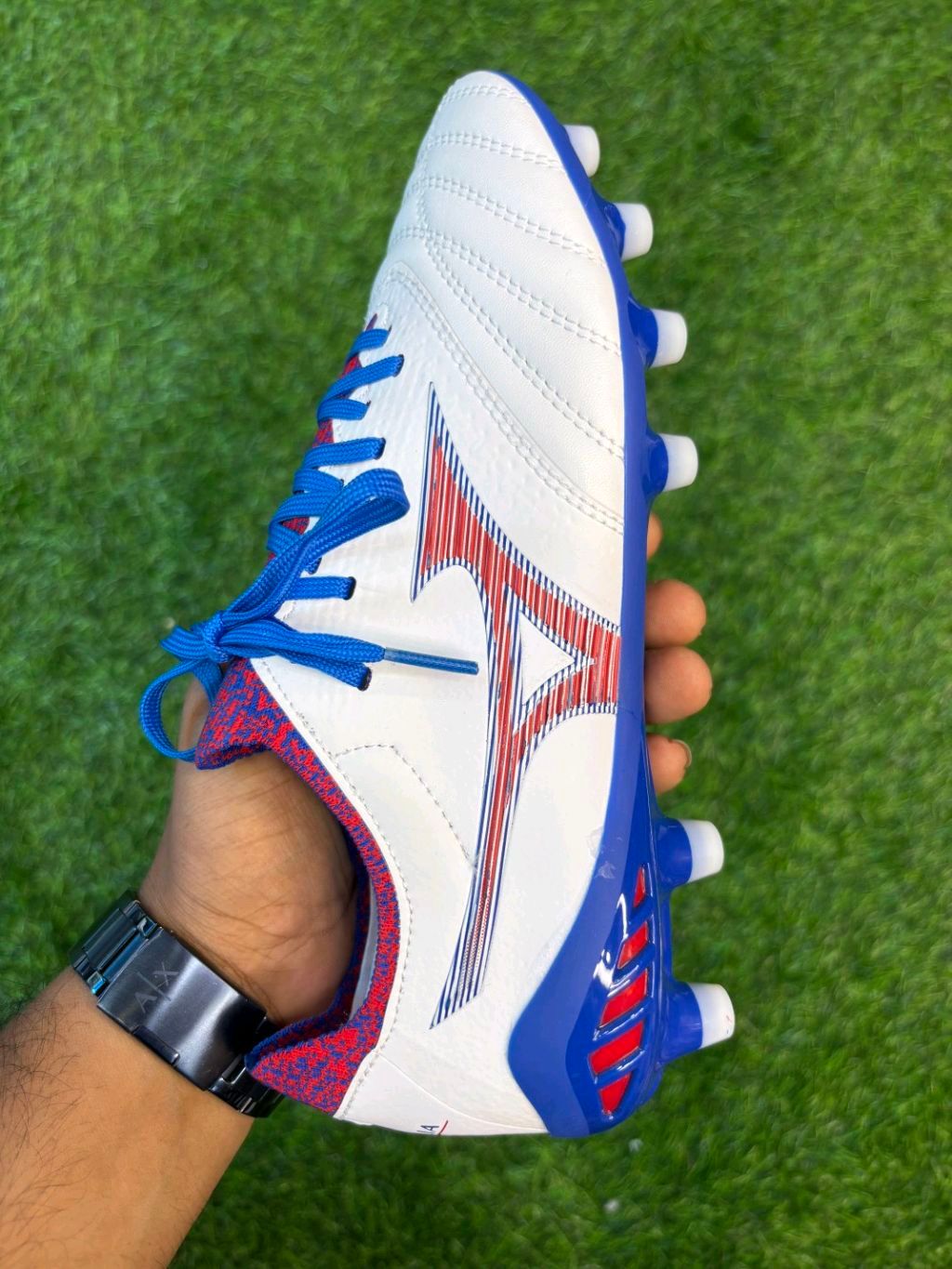 mooon 　no3 Mizuno Neo 3 White And Blue FG With Lace