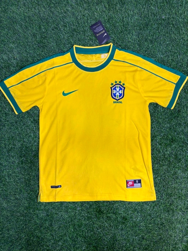 Retro Brazil 1998 World Cup Jersey Half Sleeve - M