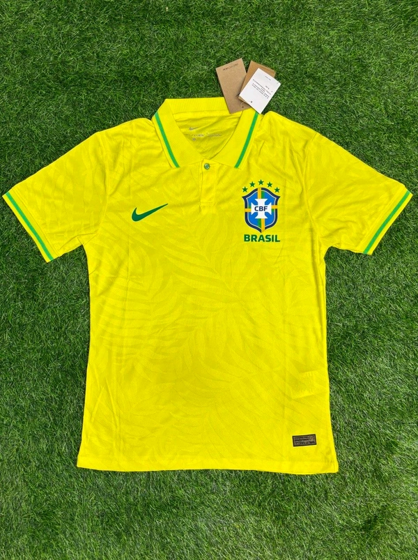 Brazil Home Yellow Colour Polo Jersey Player Edition - XL