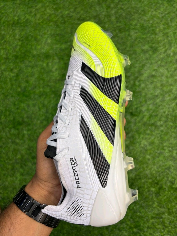 Predator Elite White Green Colour Low-top FG With Lace - 10.5