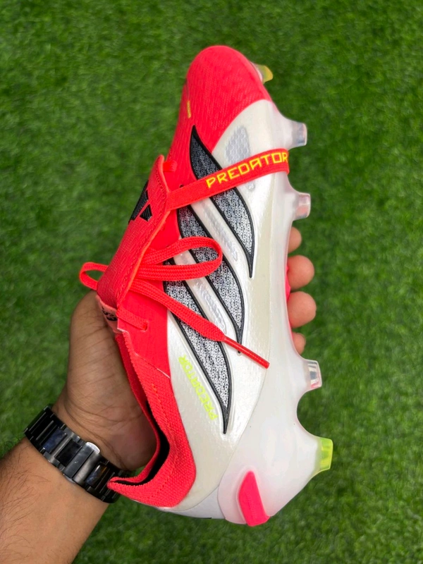 Predator Foldover Elite Red And White Colour FG With Lace - 10.5