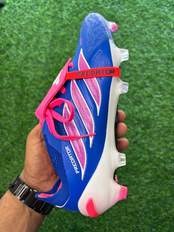 Predator Elite Foldover Blue And Pink Colour FG With Lace - 8
