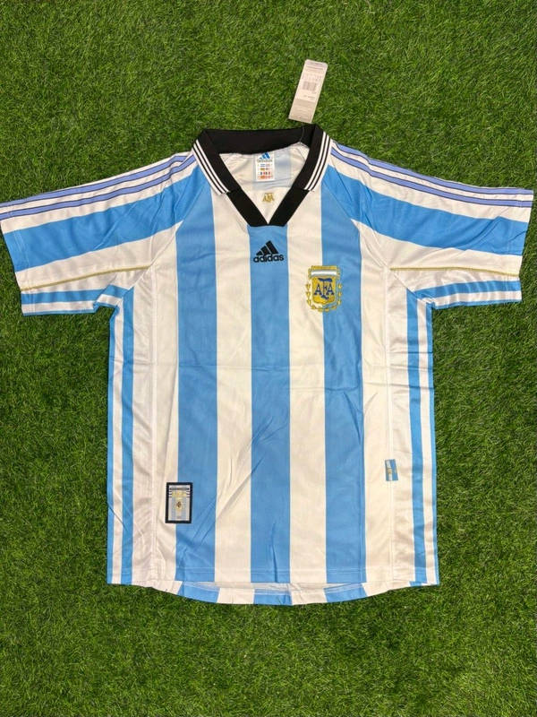 Retro Argentina 1998 World Cup Home Kit Half Sleeve - S