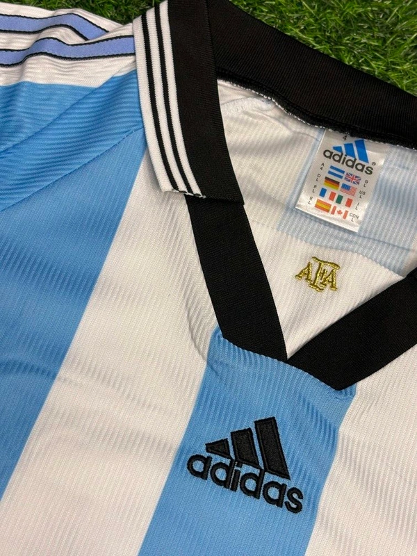 Retro Argentina 1998 World Cup Home Kit Half Sleeve - S
