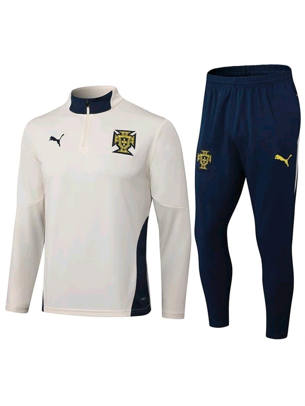 Portugal National Team Off White Blue Colour Training Suit - XXL