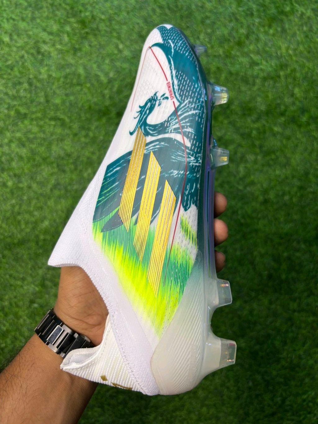 F50 Elite White Green Mo Salah Edition Low-top FG With Lace
