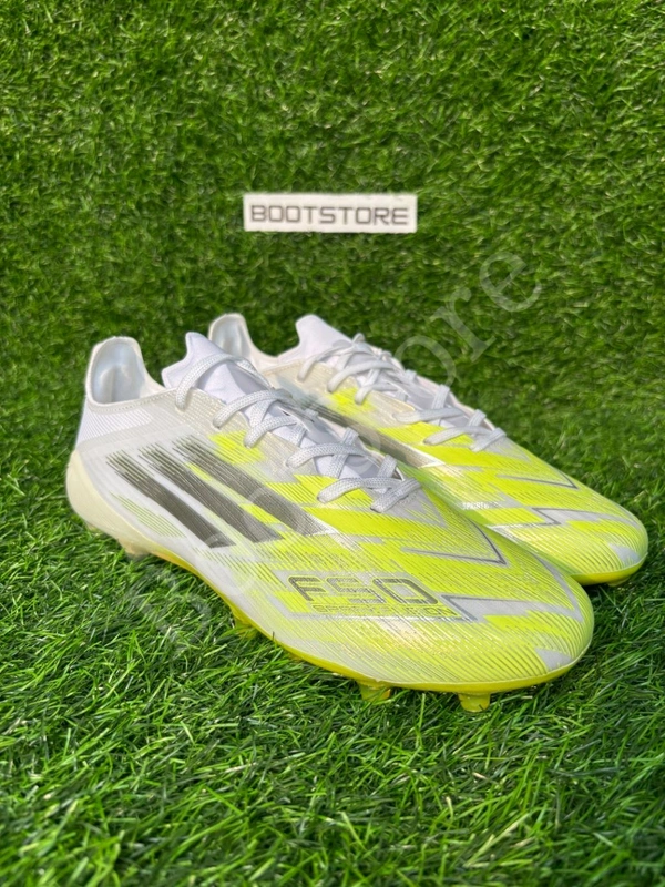 F50 Elite White Light Green Low-top FG With Lace - 9.5