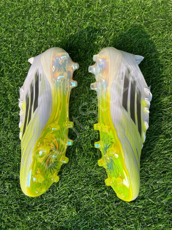 F50 Elite White Light Green Low-top FG With Lace - 9.5