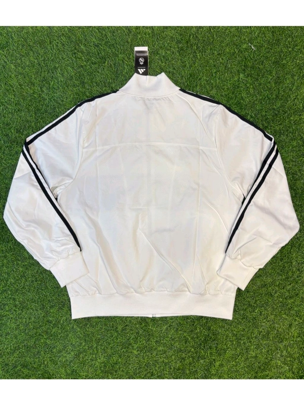 Madrid White Colour With Black Stripe Windbreaker Jacket - S