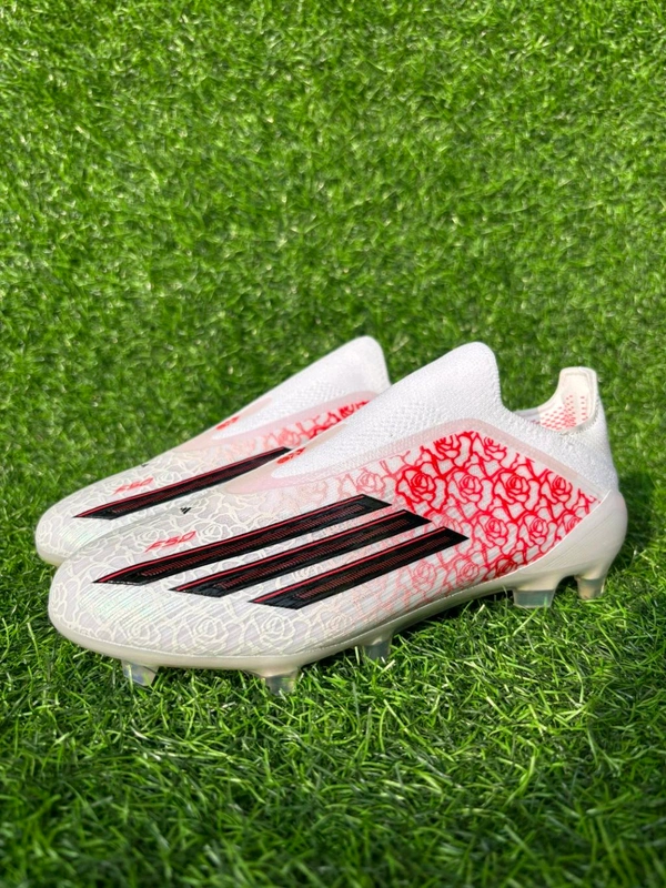 F50 Elite White Red Low-top FG Without Lace - 7.5