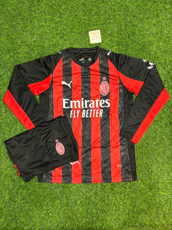 AC Milan 25/26 Home Kit Full Sleeve Fan Edition With Short - M