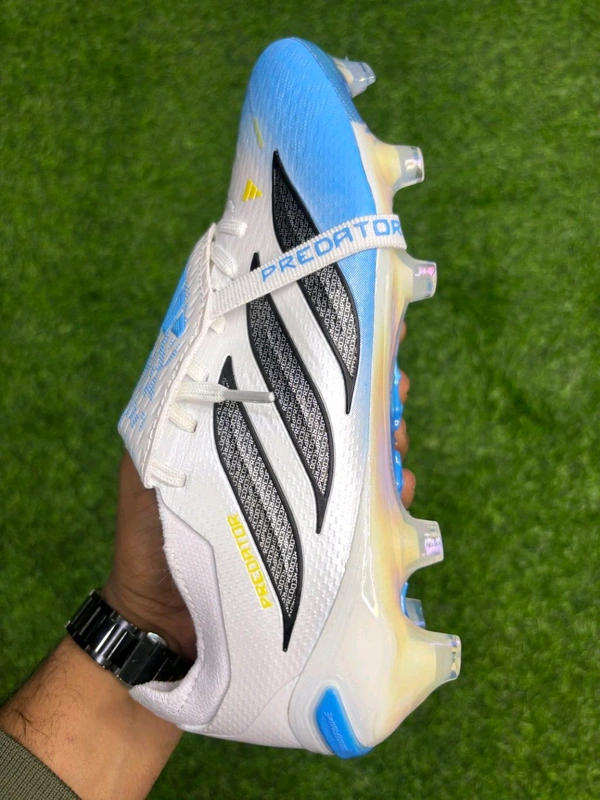 Predator Elite Foldover Next-Gen White Blue Colour FG With Lace - 6.5