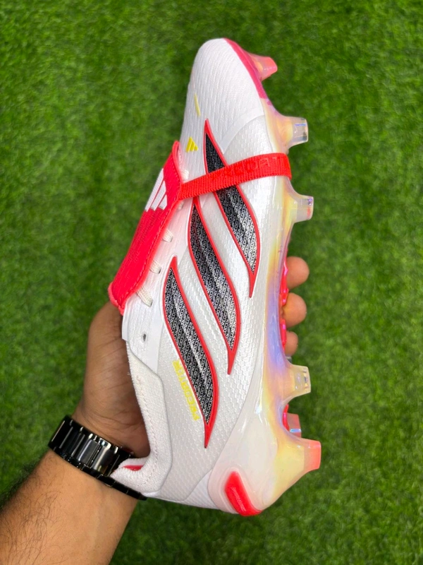 Predator Foldover Elite Next-gen White Red Colour FG With Lace - 6.5