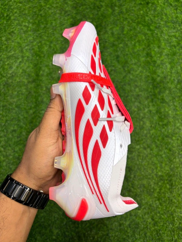 Predator Foldover Elite Next-gen White Red Colour FG With Lace - 6.5
