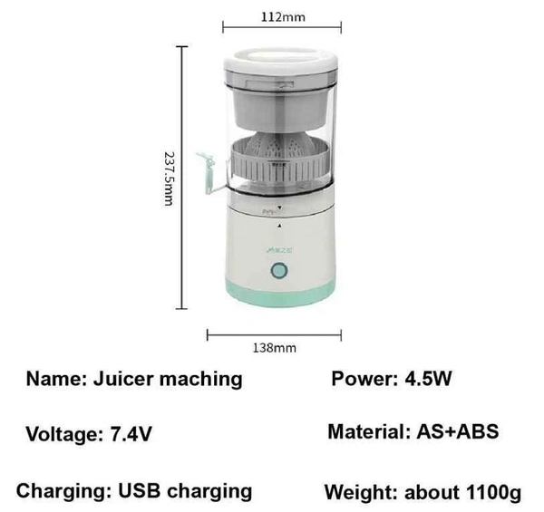 Portable USB Mini Electric Rechargeable Blender Fruit Fresh Juice Lemon Maker