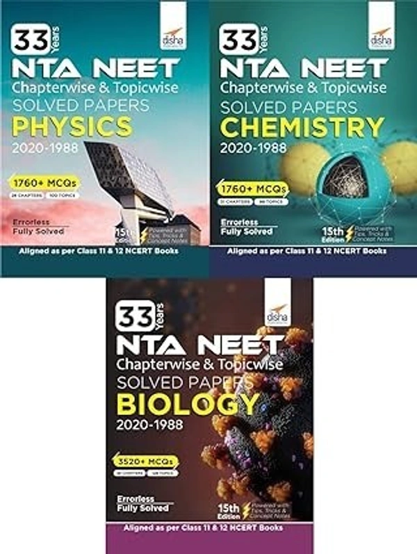33 Years Neet Chapterwise & Topicwise Solved Papers Physics, Chemistry & Biology (2020 - 1988 (English, Paperback, unknown)
