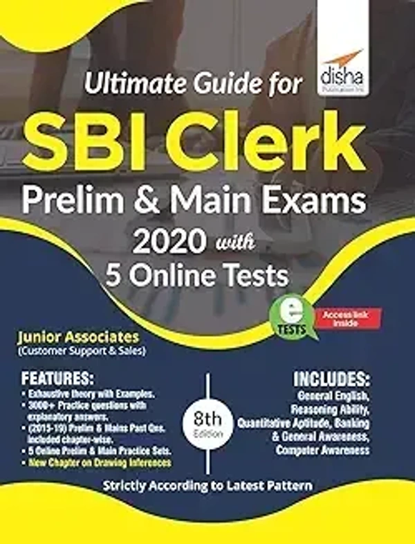 Disha Ultimate Guide for SBI Clerk Prelim & Main Exams 2020 with 5 Online Tests (8th edition) (English, Paperback, Disha Experts) 9789389645712
