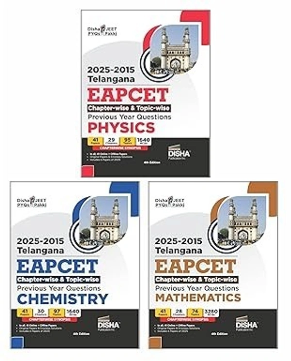 Disha Telangana EAPCET Chapter-wise & Topic-wise Physics, Chemistry & Mathematics Previous Year Questions with Synopsis 4th Edition| 7000+ PYQs PCM Question Bank for 2026 Exams | EAMCET 9789362259097