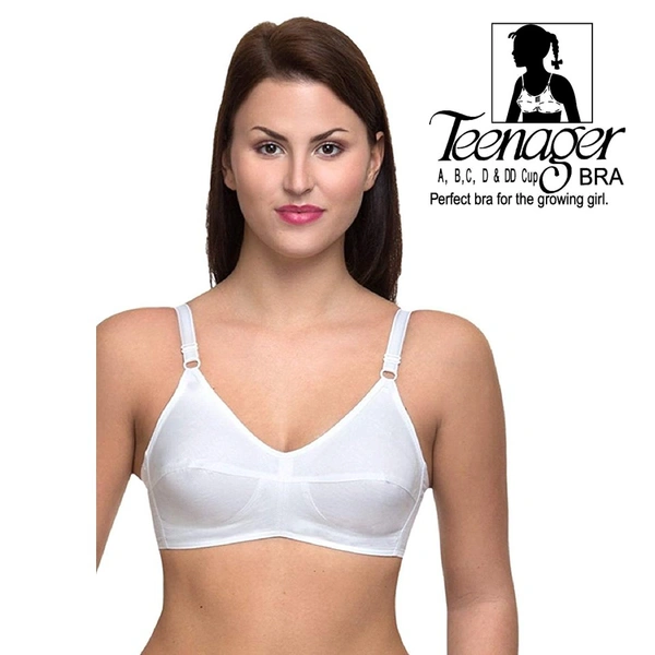 Teenager Bra 100 % Cotton Lycra Strap - 80 B, White