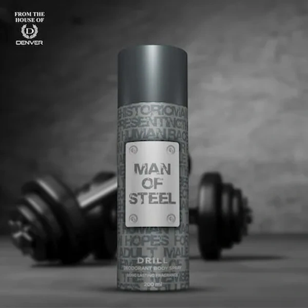 Man Of Steel Drill Deodorant Body Spray Long Lasting Fragrance - 200 Ml