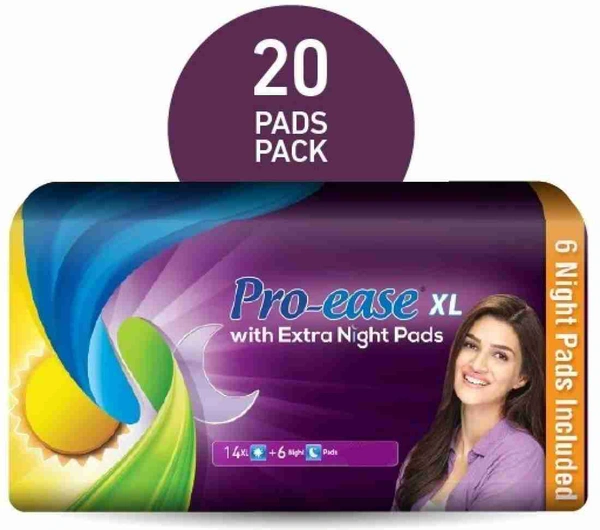Proease Pro-ease XL With Extra Night Pads(14 Day Pads+6 Night Pads) Sanitary Pad (Pack Of 20) - 20