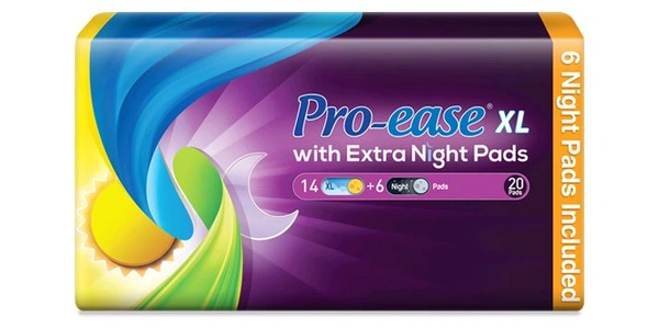 Proease Pro-ease XL With Extra Night Pads(14 Day Pads+6 Night Pads) Sanitary Pad (Pack Of 20) - 20 Pads