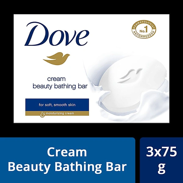 Dove Cream Baeuty Bathing Bar For Soft , Smooth, Glowing Skin Moisturising Cream - 3×75 GM