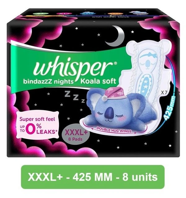Whisper Choice Whisper Bindazzz Night Koala Soft XXXL+8 Pads - 8 Pads