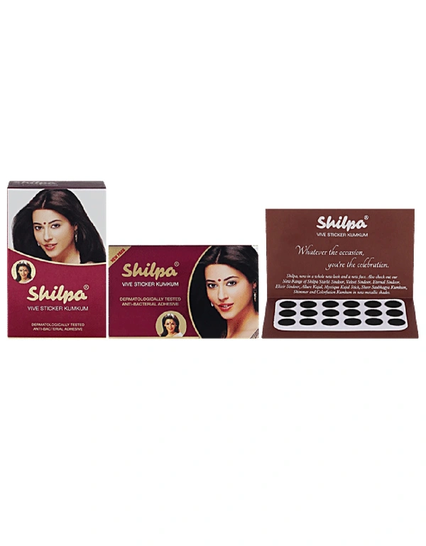 Shilpa Gold Sticker Kumkum Bindi  - Red, 8