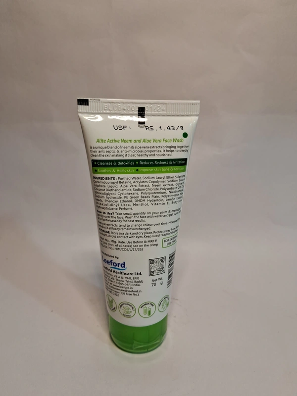 Alite Active Neem And Aloe Vera Face Wash  - 70 Gm