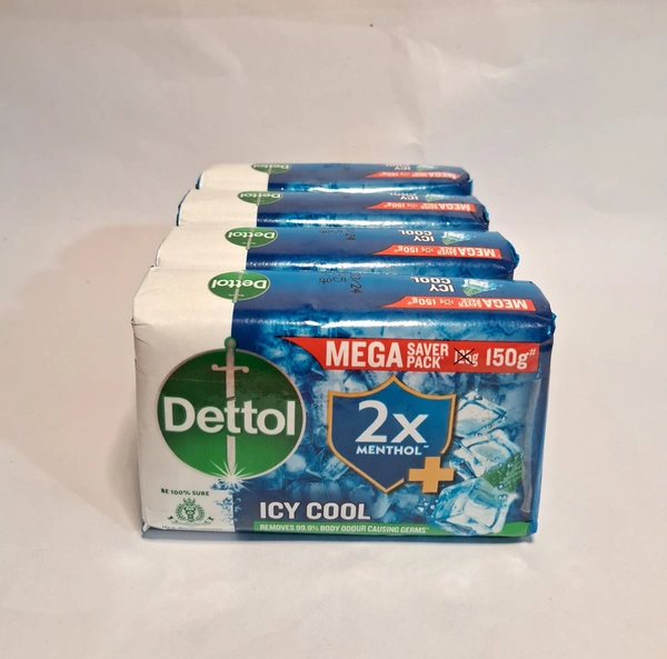 Dettol Icy Cool Mega Removes 99.9% Body Odour Causing Germs 2x Menthit - 1 Pack 4x100 GM