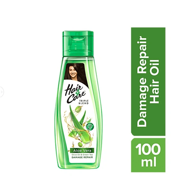 Hair Care Triple Blend Non- Sticky Hair Oil-for Damage Repair, Aloe Vera, Olive Oil & Green Tea,  - 100 Ml