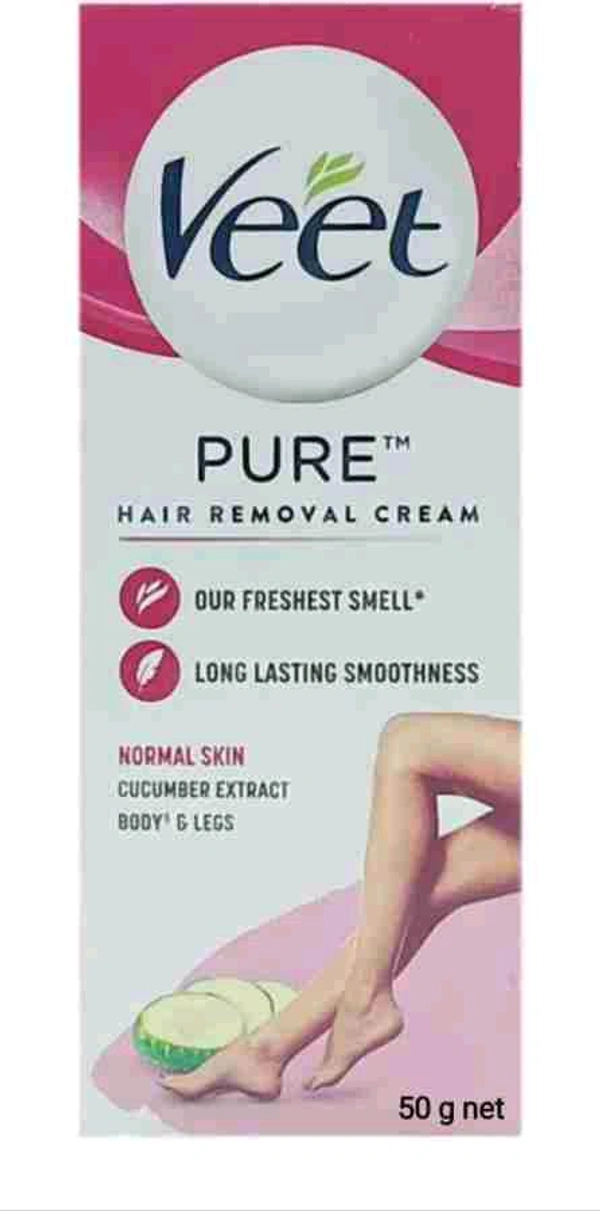 Veet Pure Hair Removal Cream Normal Skin Cucumber Extract Body & Legs  - 50 GM