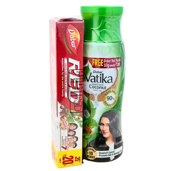 Vatika  Dabur Vatika Enriched Coconut Hair Oil (Free Dabur Red Toothpaste 100g) 300 Ml - 150 Ml