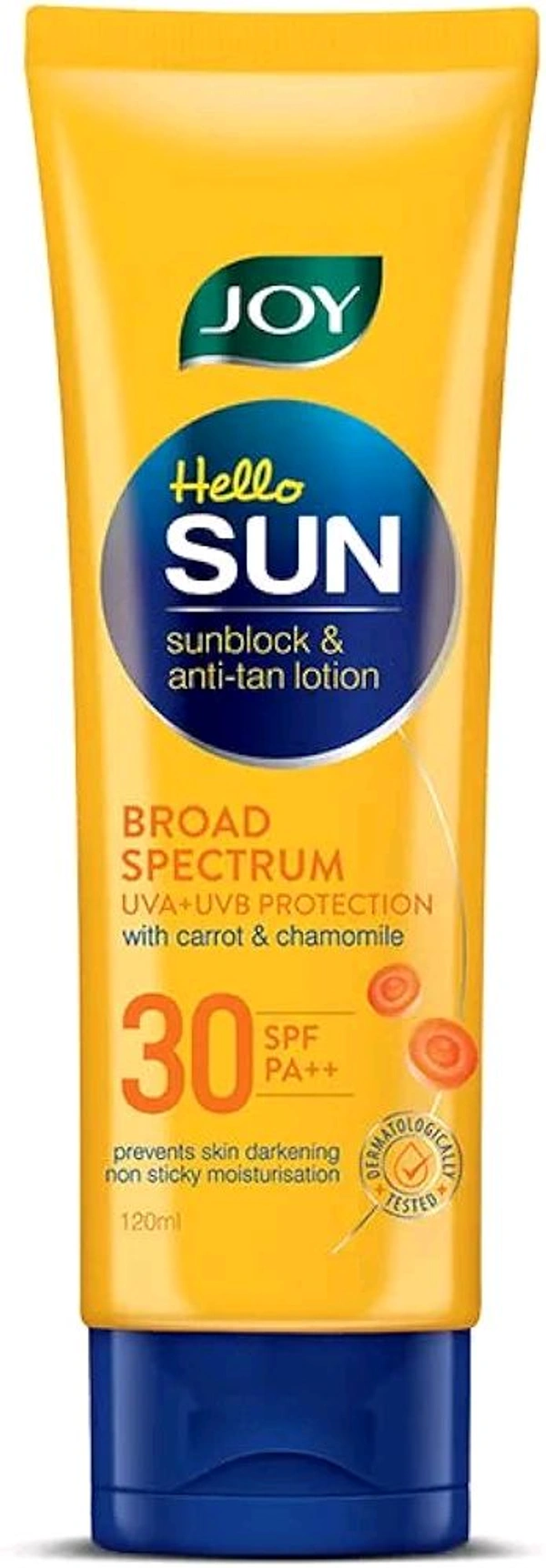 Joy Hello Sun Sunblock & Anti-tan Lotion (SPF 30 PA++) - 30 Ml