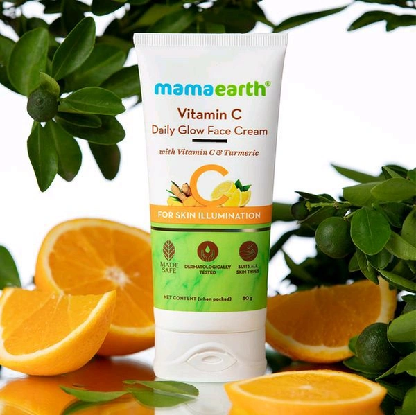 Mamaearth Vitamin C Daily Glow Face Cream With Vitamin C & Turmeric for Skin Illumination - 80 GM