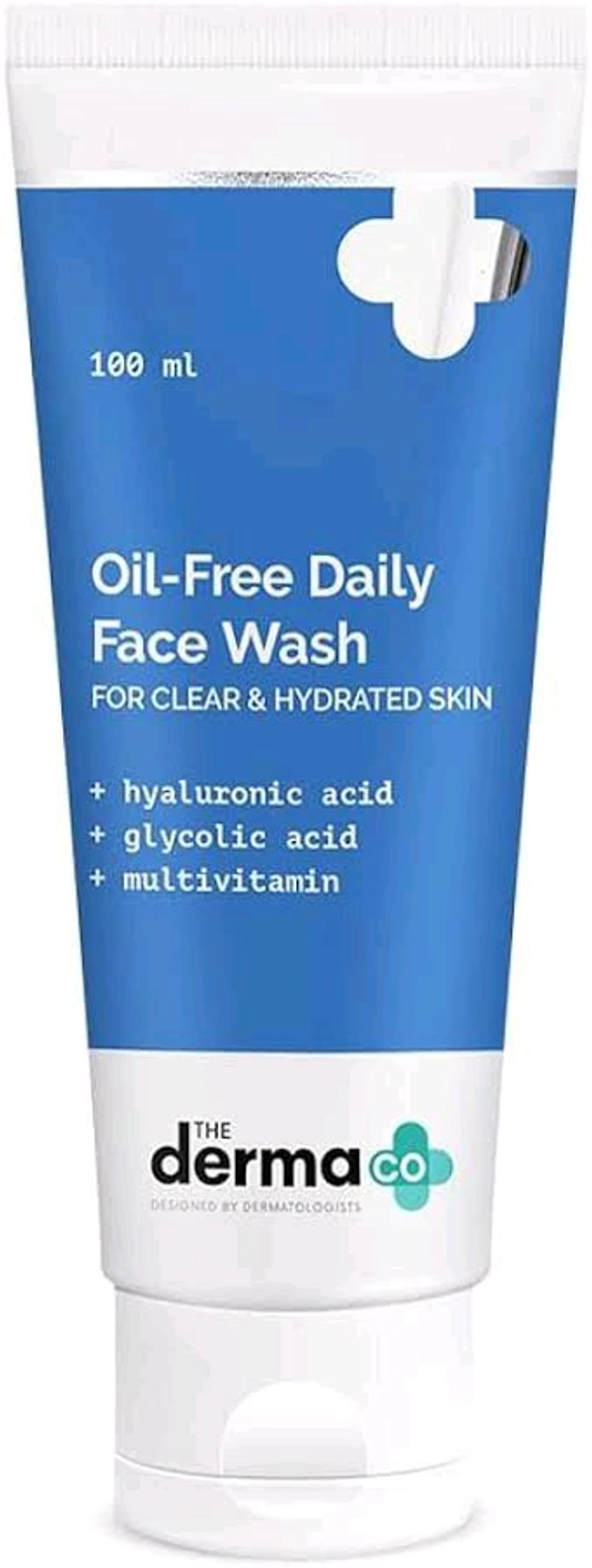 Derma The Derma Co Oil-Free Daily Face Wash With Hyaluronic Acid, Glycolic Acid & Multivitamins - 100 Ml