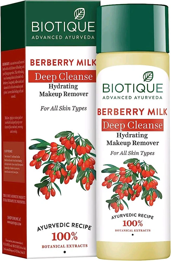 Biotique Advanced Ayurveda Bearberry Milk Deep Cleanse Hydrating Makeup Remover - 120 Ml