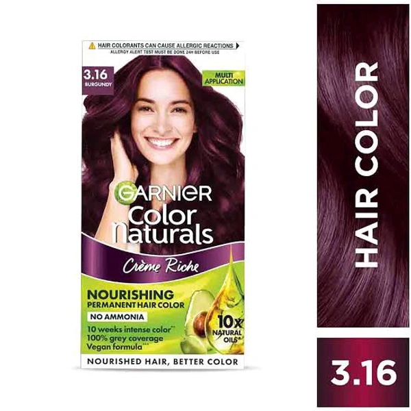 Garnier Color Naturals Creme Hair Color - 3.16 Burgundy (70ml+60g) - 70 Ml+60 GM