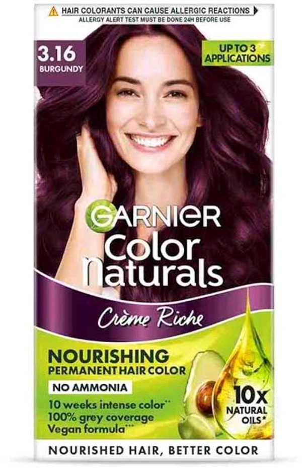 Garnier Color Naturals Creme Hair Color - 3.16 Burgundy (70ml+60g) - 35 Ml + 30 GM