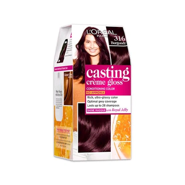 Loreal  LOREAL PARIS CASTING CREME GLOSS 316 BURGUNDY HAIR COLOUR, 21GM+24ML - 12 GM+24 Ml