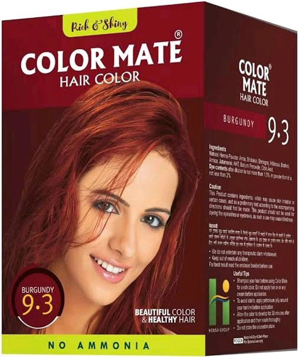 Rich & Shiny Burgundy Powder Color Mate Hair Color One Box Me 10 Packet - 150 GM