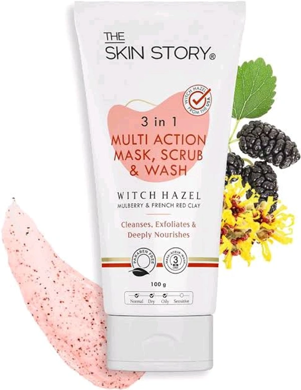 Skin Story The Skin Story 3 in 1 Multi Action Mask, Scrub & Wash - 100 GM