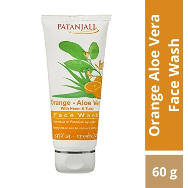 Patanjali Orange - Aloe Vera Face Wash With Neem & Tulsi - 60 GM