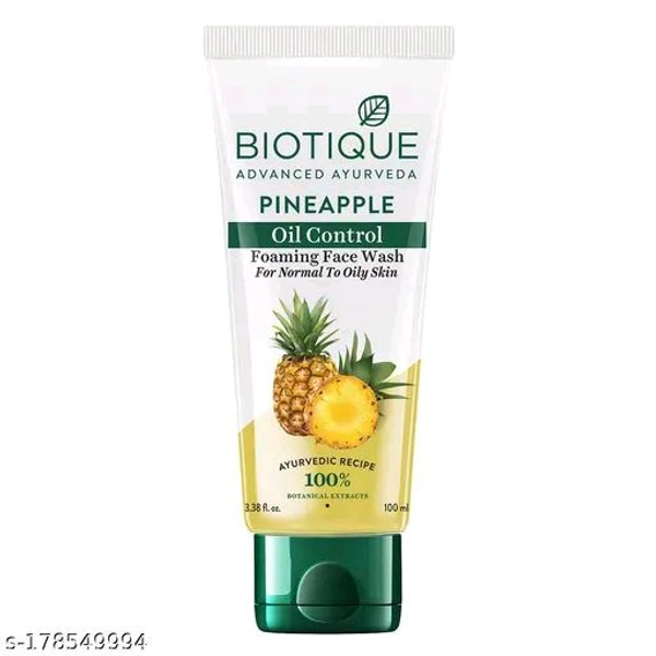 Biotique Advanced Ayurveda Pineapple Oil Control Foaming Nourish Foaming Face Wash For Normal To Oily Skin - 100 Ml