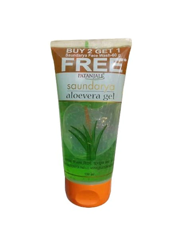 Patanjali Saundarya Aloe Vera Gel Buy 2 Get 1 Saundarya Face Wash -60 GM Free - 150 Ml