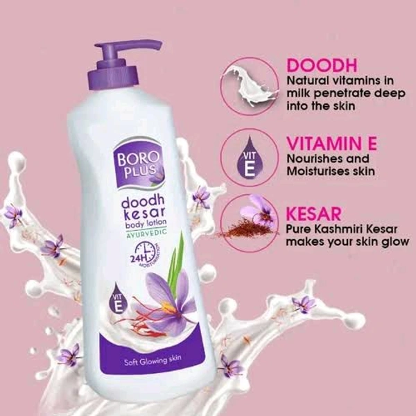 Boro plus Doodh Kesar Body Lotion Ayurvedic Vitamin E Soft Glowing Skin Buy 1 Get 1 Free - 300 Ml